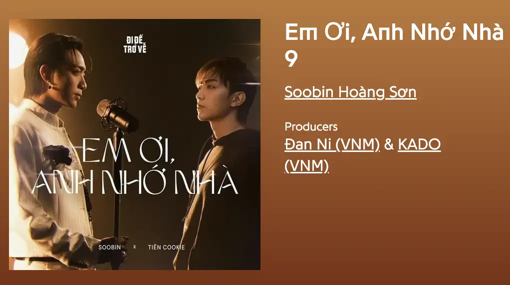 Lời bài hát “Em Ơi, Anh Nhớ Nhà (Đi Để Trở Về 9)” Soobin Hoàng Sơn